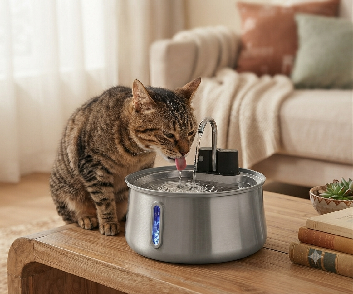 Fontaine à eau pour chat + un filtre a disposition fourni|